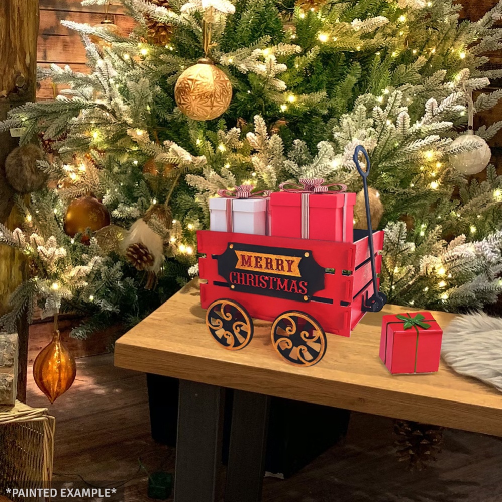 Wooden Christmas Wagon - Gift Holder & Festive Decoration